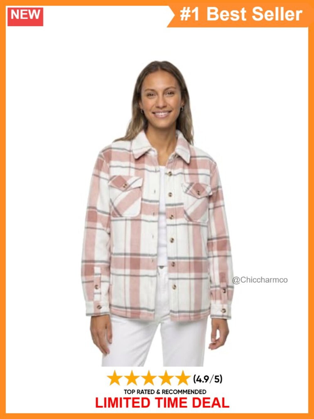Plaid Sherpa-Lined Shirt Jacket Fleece Shacket with Pockets